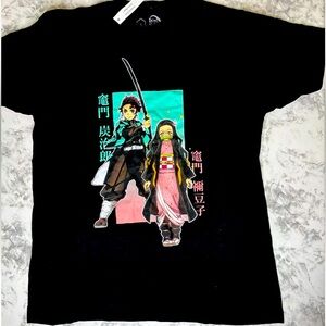 Demon Slayer Tanjiro Nezuko Anime Official Merchandise Black T-Shirt Size Large